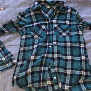 Blue green plaid shirt